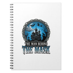 Caderno Espiral Homem Por trás da Máscara Halloween Casa Assombrad