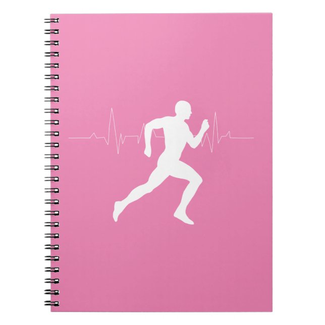 Caderno Espiral Homem Runners Silhouette em Fundo Rosa (Frente)