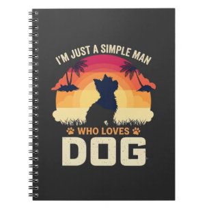 Caderno Espiral Homem Simples Que Ama Silhueta De Cachorro Pôr Do
