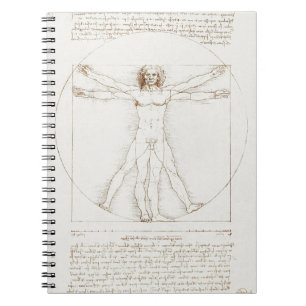 Caderno Espiral Homem Vitruviano de Leonardo da Vinci Arte Vintage