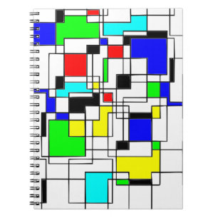 Caderno Espiral Homenagem Aleatória aos quadrados a Mondrian