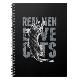 Caderno Espiral Homens Reais Adoram Gatos em Estilo Desolado