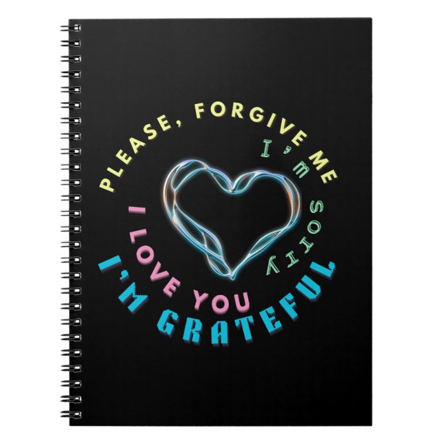 Caderno Espiral Ho'oponopono Healing Mantra - Azul Claro Espiritua (Frente)