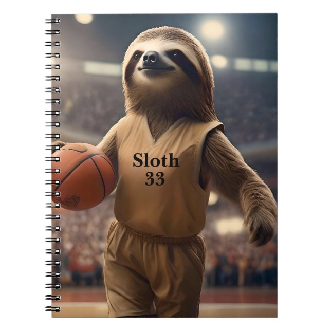 Caderno Espiral Hoops and Hangs: The Slam Dunking Sloth, (Frente)