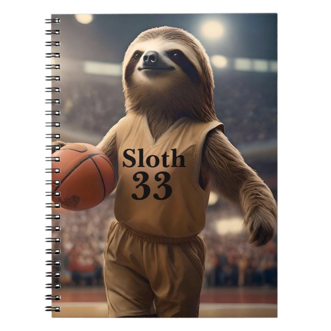 Caderno Espiral Hoops and Hangs: The Slam Dunking Sloth, (Frente)