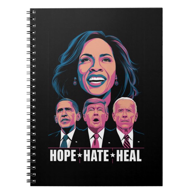 Caderno Espiral Hope Hate Heal Rise Kamala 2024 (Frente)