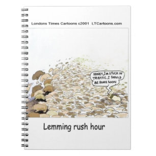 Caderno Espiral Hora da Corrida dos Lemmings Divertido