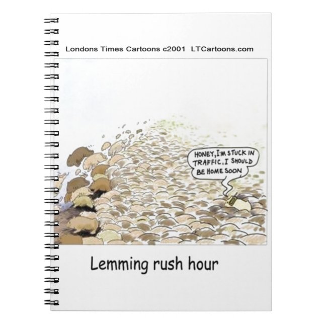 Caderno Espiral Hora da Corrida dos Lemmings Divertido (Frente)
