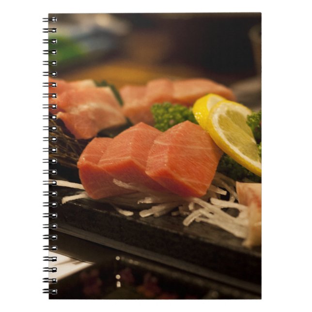 Caderno Espiral Hora do Sushi Atum Atum Festa Peixe Comida (Frente)