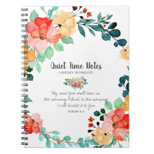 Caderno Espiral Hora Silenciosa do Monograma Floral de Verão Bril