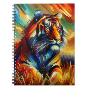 Caderno Espiral Horizonte Dourado – Tigre Majestoso no Pôr do Sol
