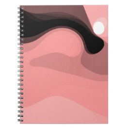 Caderno Espiral Horizonte Sunset: Abstrato cor-de-rosa, preto e br