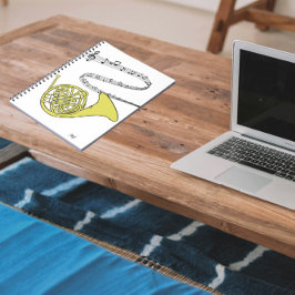 Caderno Espiral Horn francês Swirled Music Funcionarios Desenhando