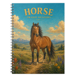 Caderno Espiral Horse Prairie Meadows Aquarela GeoSaga