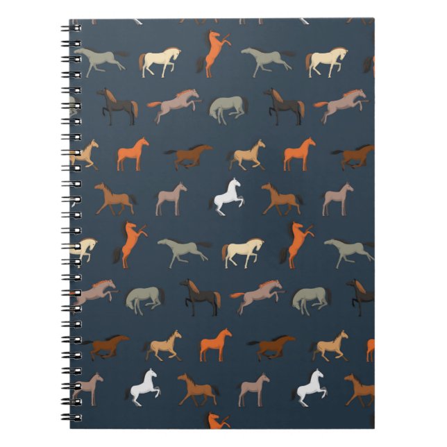 Caderno Espiral Horse Print Pattern, Boys Girls & Kids, Horse Gift (Frente)