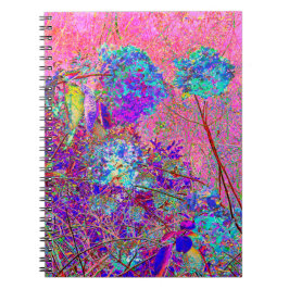 Caderno Espiral Hortênsia Abstrata Roxa e Azul com Magenta