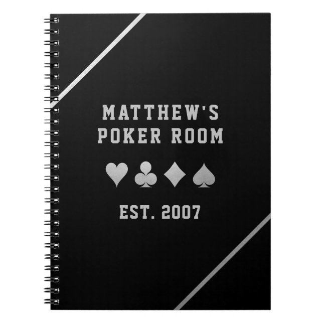 Caderno Espiral Host Noturno do Poker de Cartão Personalizado (Frente)