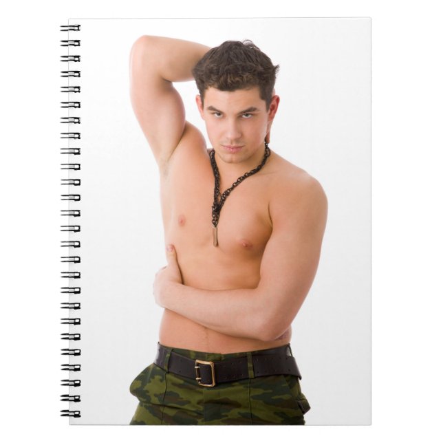 Caderno Espiral Hot Guy Gym Dude Big Biceps Weight Training Camo (Frente)