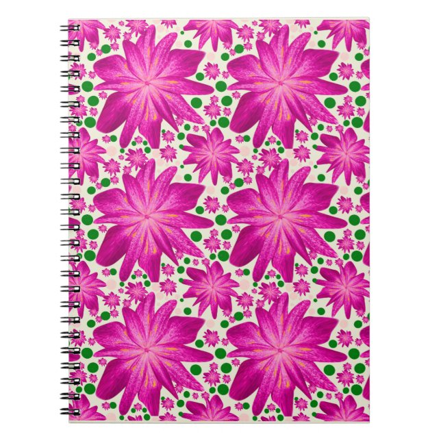 Caderno Espiral Hot Pink Floral Seamless Pattern (Frente)