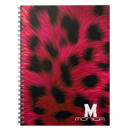 Caderno Espiral Hot Pink Leopard Print Faux