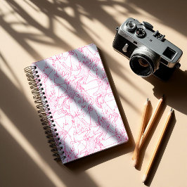 Caderno Espiral Hot Pink Scribble Cats – modern cute Pattern