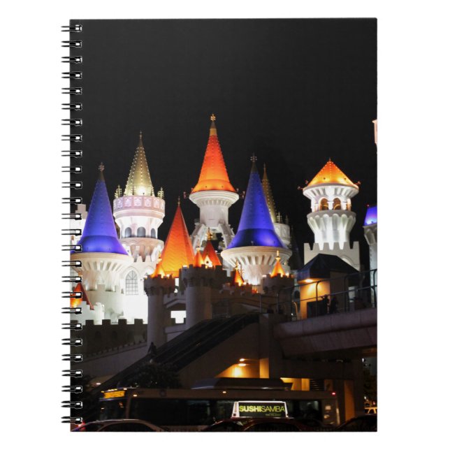 Caderno Espiral Hotel Castle Las Vegas Jogando Vegas Colorida (Frente)