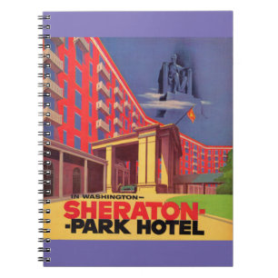 Caderno Espiral Hotel Sheraton Park dos anos 50 - Washington, DC e