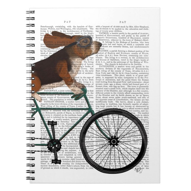 Caderno Espiral Hound Basset na Bicicleta (Frente)