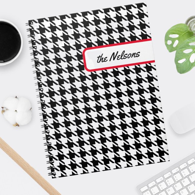 Caderno Espiral Houndstooth Clássico da Guia Faux Personalizada (Criador carregado)