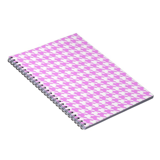 Caderno Espiral Houndstooth cor-de-rosa (Lado Direito)
