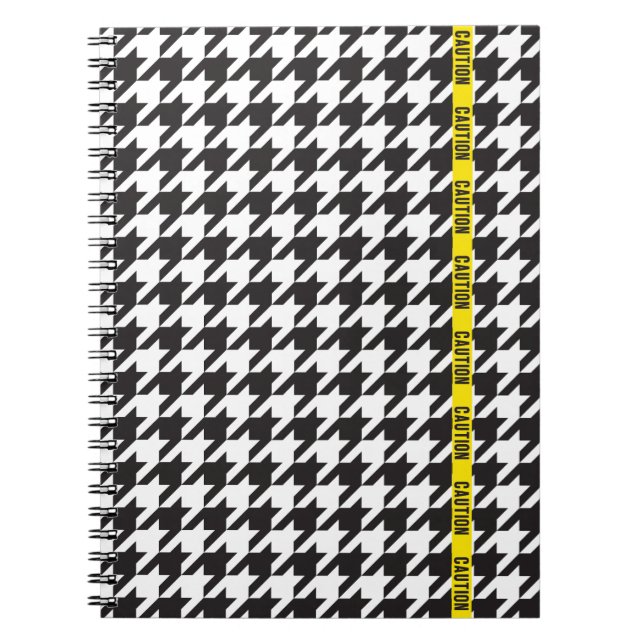 Caderno Espiral Houndstooth Envolvido com Cuidado (Frente)
