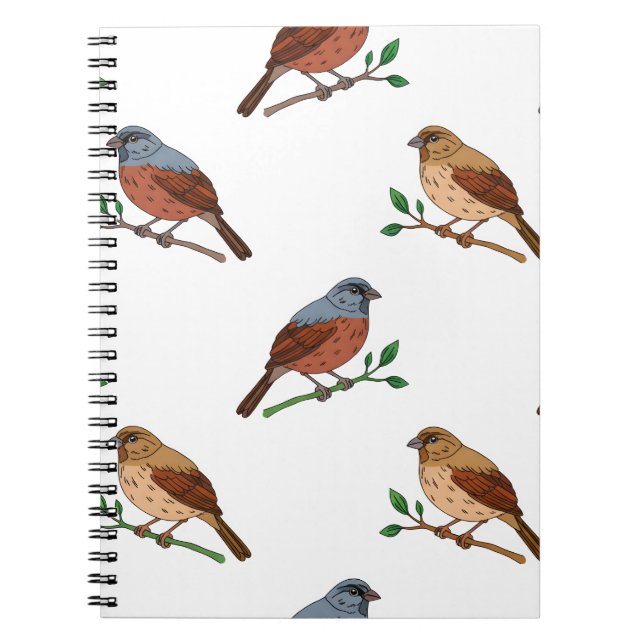 Caderno Espiral House Bunting Bird Pattern – Seamless Nature Desig (Frente)