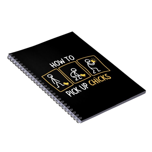 Caderno Espiral How to Pick up Chicks Funny Sarcastic Sarcasm Joke (Lado Direito)
