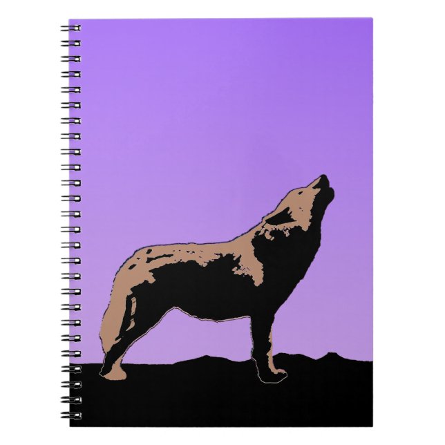 Caderno Espiral Howling Wolf at Sunset - Arte original sobre a vid (Frente)