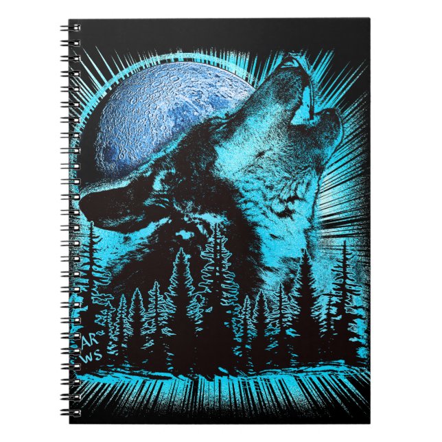 Caderno Espiral Howling Wolf Moon Pine Forest (Frente)