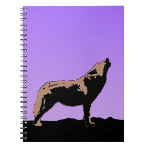 Caderno Espiral Howling Wolf no Sunset - Arte Original da Vida Sel