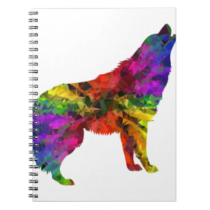 Caderno Espiral howling wolf rainbow