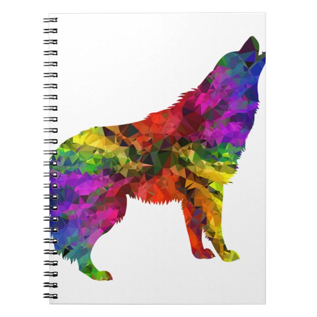 Caderno Espiral howling wolf rainbow (Frente)