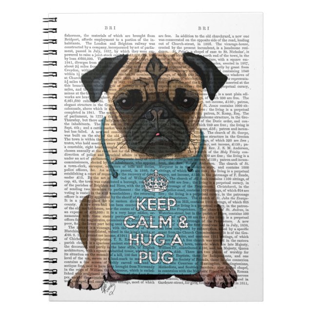 Caderno Espiral Hug a Pug (Frente)