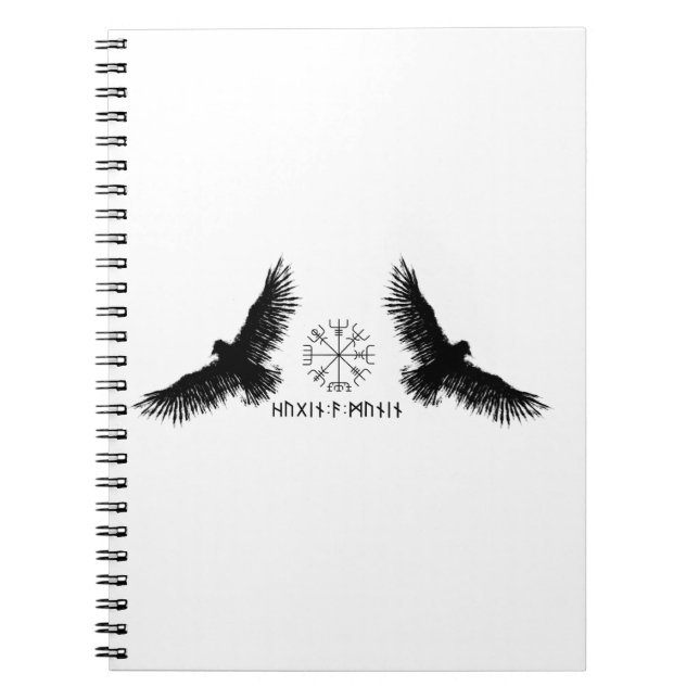 Caderno Espiral Hugin & Munin | Vegvisir | Odins Raben | schwarz (Frente)