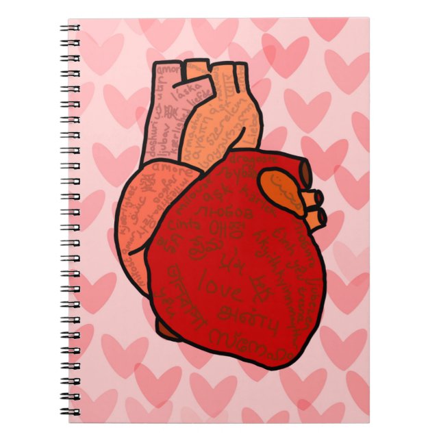 Caderno Espiral Human Heart with Love in Different Languages  (Frente)