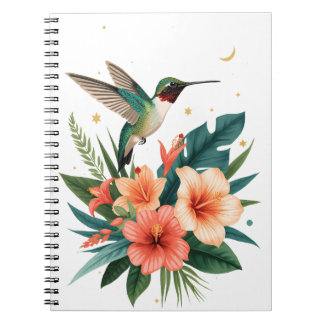 Caderno Espiral Hummingbird Bloom Tropical Botanical Notebook