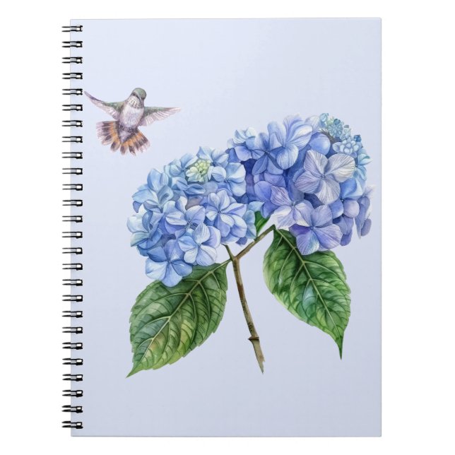 Caderno Espiral Hummingbird e Hidrangea (Frente)