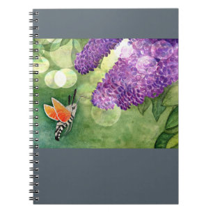 Caderno Espiral Hummingbird Hawk Moth e Lilacs