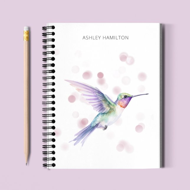 Caderno Espiral Hummingbird Personalizado Aquarela (Criador carregado)