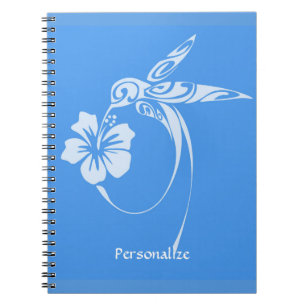 Caderno Espiral Hummingbird Simples e Elegante Azul e Branco