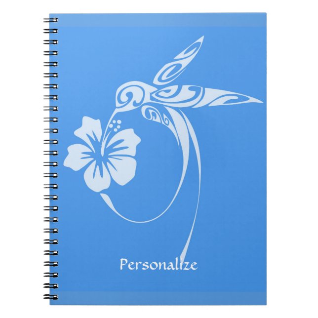 Caderno Espiral Hummingbird Simples e Elegante Azul e Branco (Frente)