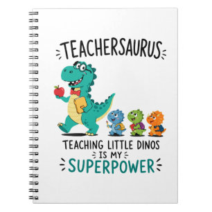 Caderno Espiral Humor de professor Teachersaurus com pequenos dino