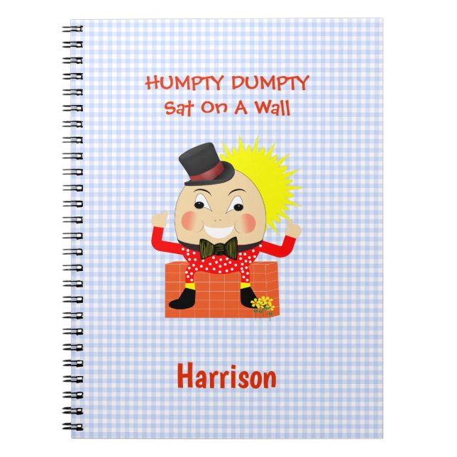 Caderno Espiral Humpty Dumpty Cute Nursery Rhyme Personalized (Frente)