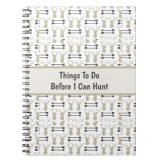 Caderno Espiral Hunting Theme with Deer Antlers and Bow